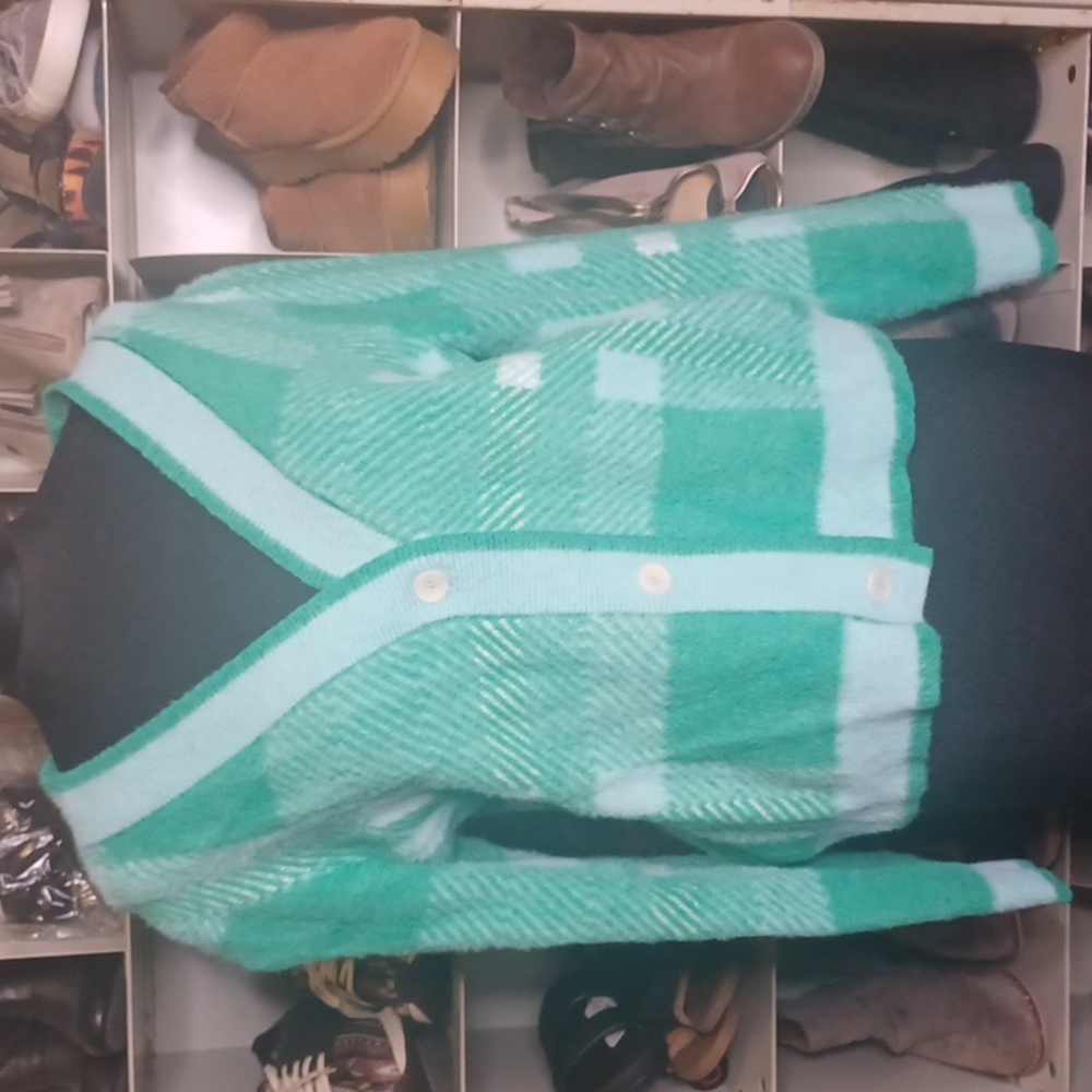 Green Plaid Women's Sweater